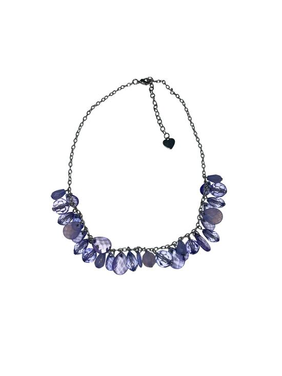 TPC Jewelry - Silver Chain Purple Beaded Fringe Necklace Whimsical Romantic Fairy Necklace